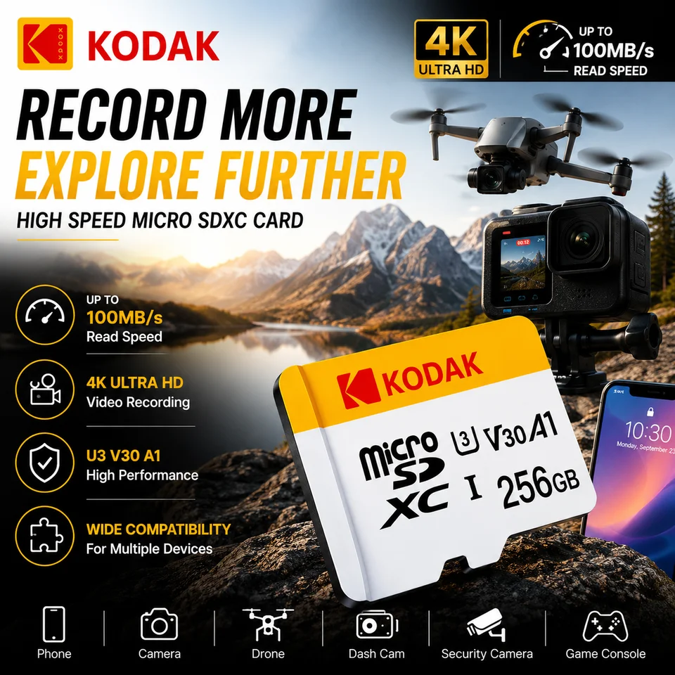 Kodak 128GB microSDXC U3 V30 A1 Card