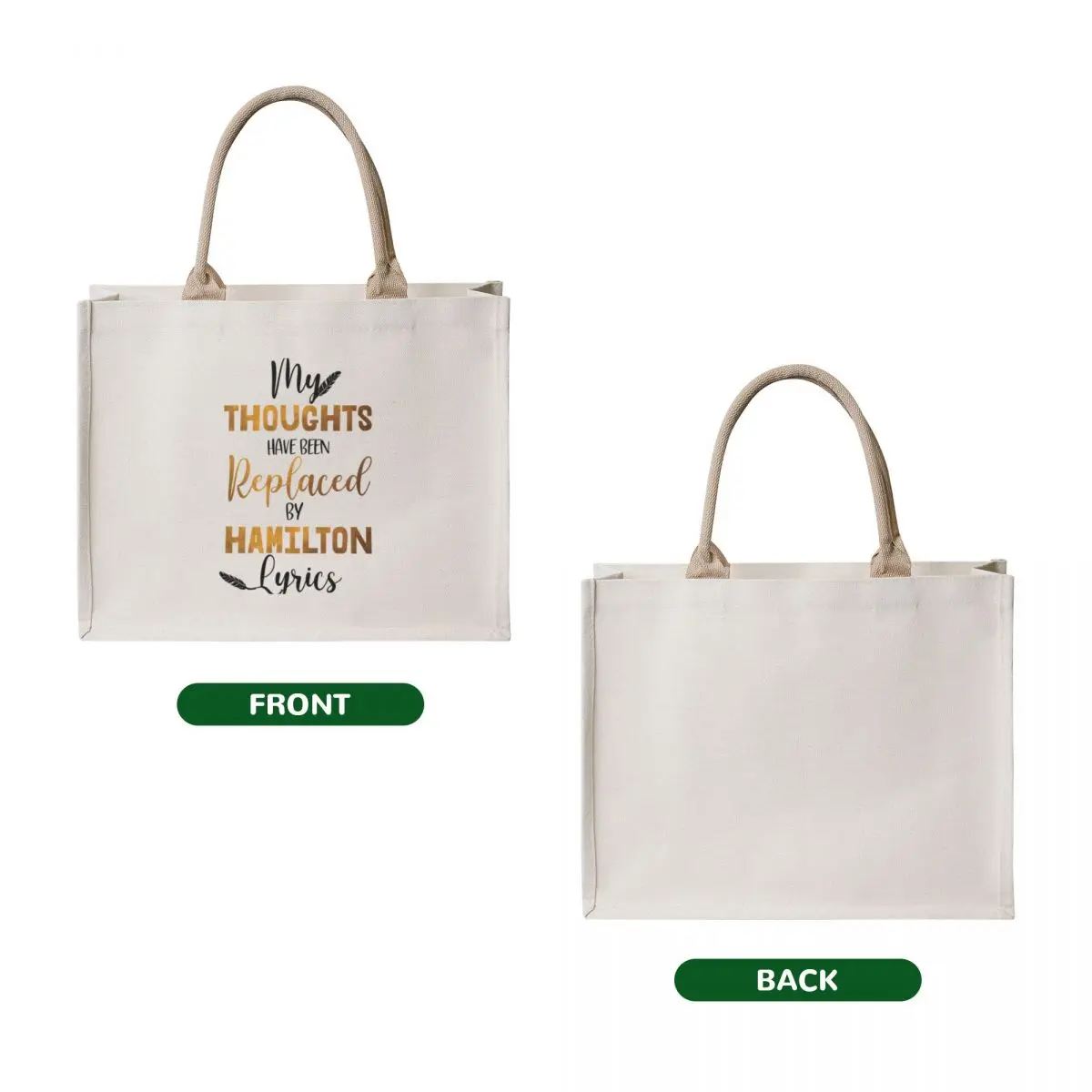 Hamilton - Théâtre musical Sac fourre-tout sacs fourre-tout hommes Sac à bandoulière en toile sac de shopping femmes fourre-tout femmes