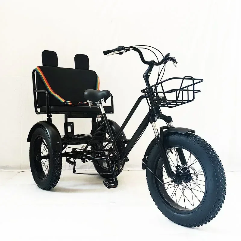 Three-wheeled bicycle 20*4.0 fat tire city travel three-wheeled scooter parent-child two-seater three-wheeled human bicycle