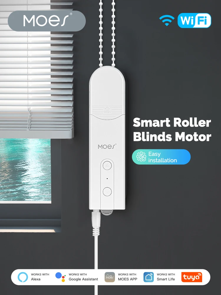 Silnik do rolet MOES Tuya WiFi, inteligentne rolety, elektryczne zasłony, automatyzacja, sterowanie linką, kompatybilny z Alexa i Google Home — 2