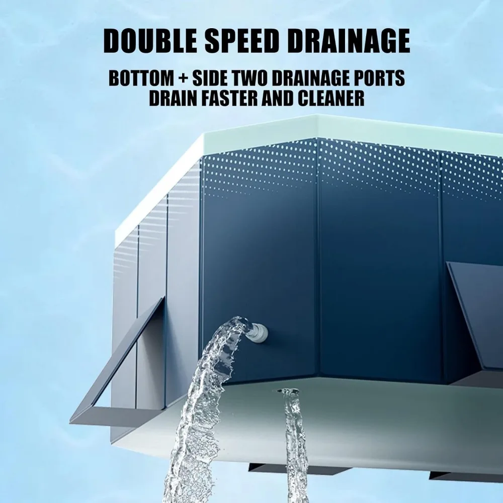 Foldable Dog Pool with Unique Octagonal Design, Scratch Resistant  Extra Large Pet Bathtub with Reinforced Sidewalls