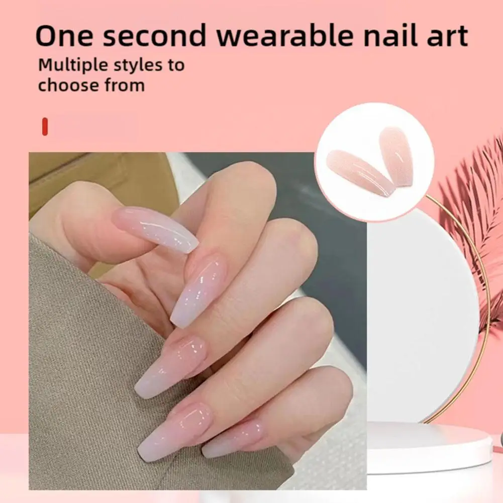 Handmade Press on Nails Super Shiny Powder Gradient Color False Nails Wearable Detchable Almond Fake Nail Tips for Girl T9J9