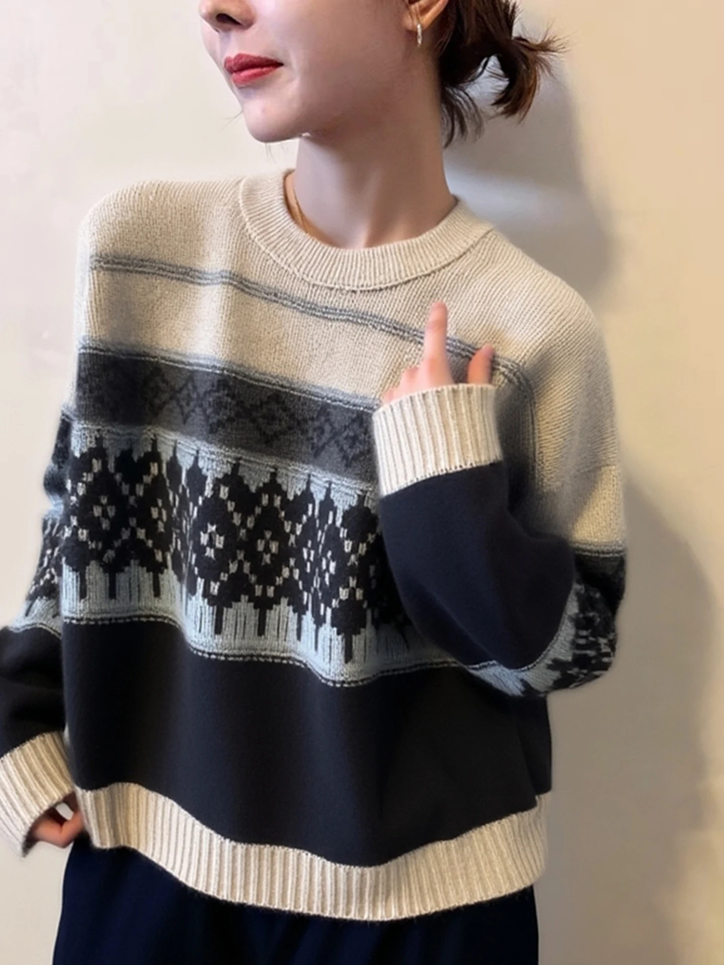 Thiened Long Sve ronde Ne Camere trui kleur Blo Design Maturi Sle dames gebreide top winter warm Faion