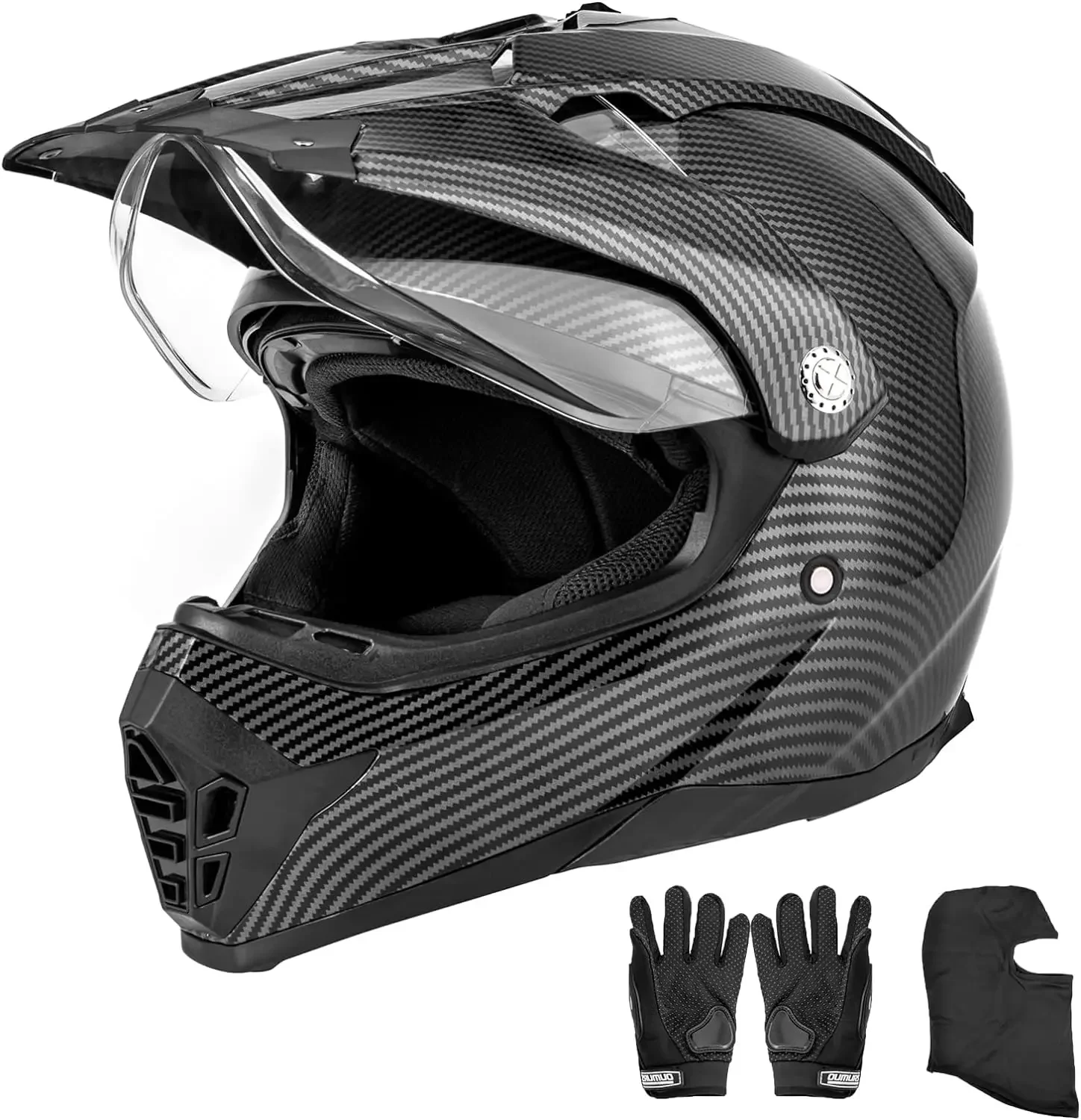 

High Performance Off Road Dual Sport Full Face Motorcycle Helmet - DOT/FMVSS-218 Approved with Dual Visor and Mask, Ideal for Di