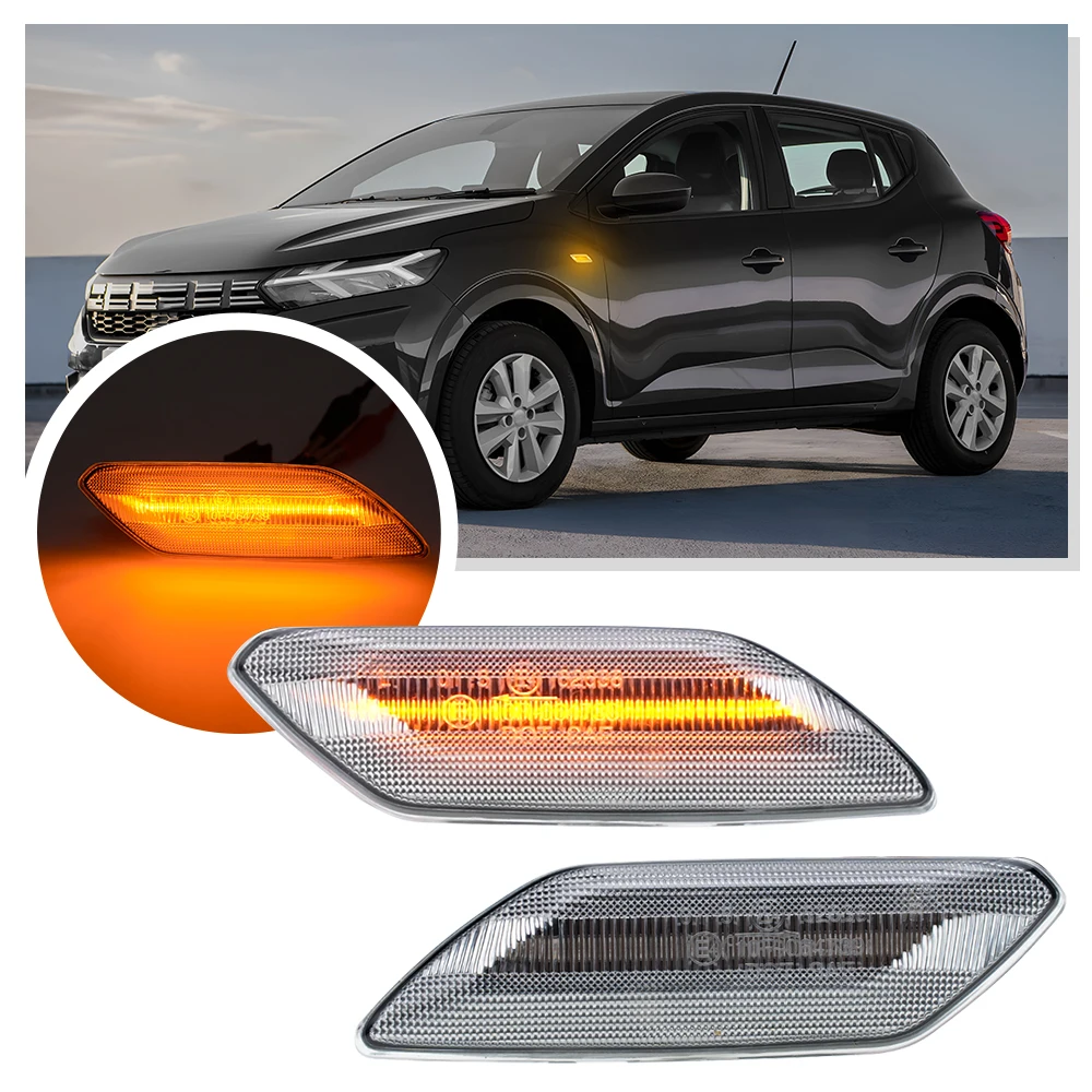 

2PCS For 2021 2022 2023+Dacia Sandero Stepway MK3 Jogger Logan Renault Taliant LED Turn Signal Lights Indicator side marker Lamp
