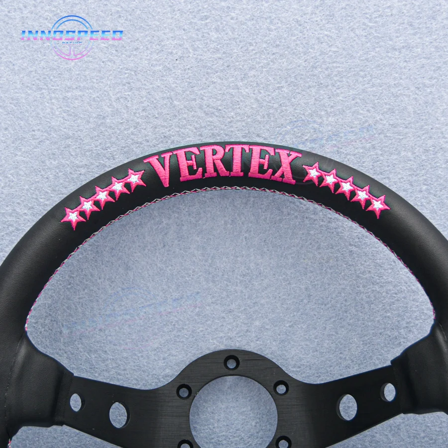 NOVO VERTEX Rosa 13 polegadas 330mm JDM Racing Preto Couro Genuíno Drift Sport Volante