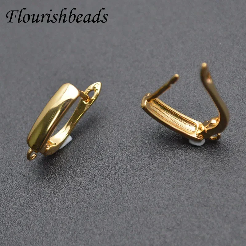 High Quality Nickle Free Anti-rust 18k Gold Plating Wide Square Rectangle Metal Earring Hook Clasps Jewelry Findings 30pc/Lot