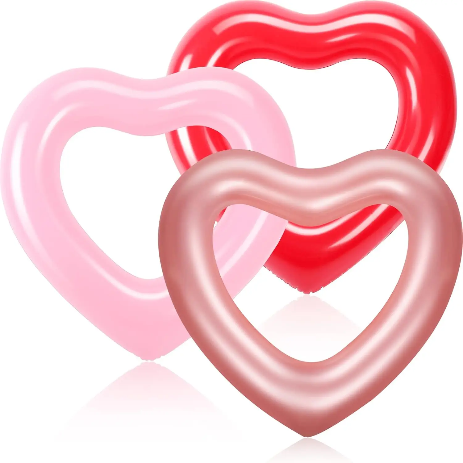 

3 Pcs Inflatable Heart Pool Float 47.3 x 39.4 Inch Swim Heart Shaped Pool Rings for Adults Water Floatie Summer Swimming Tube fo
