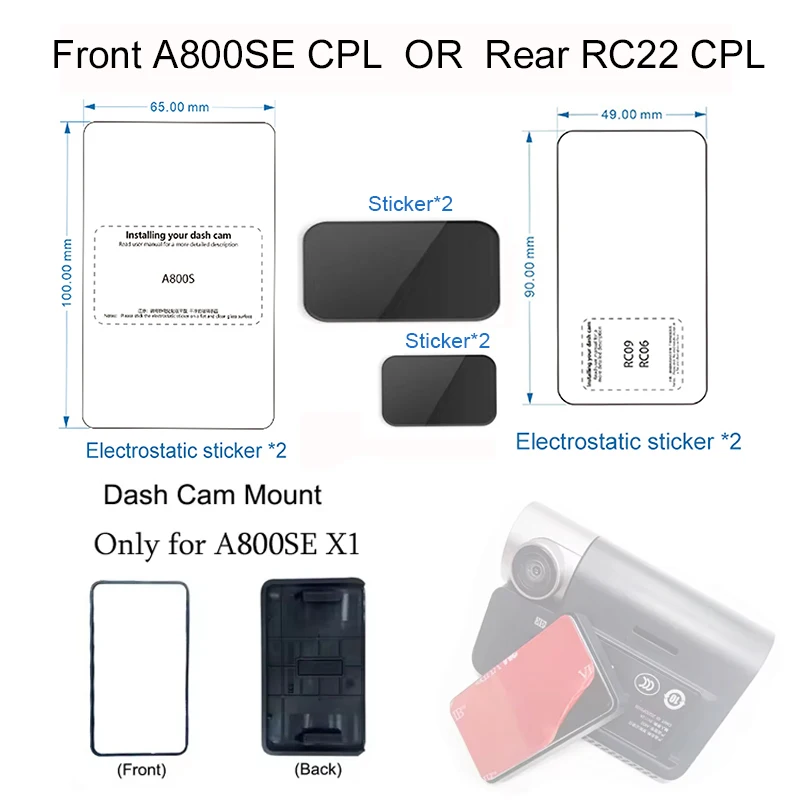 

for 70Mai A800SE A810 a800s a800 HD Soft Nano-coated Screen Protective for 70Mai Dash Cam Film Nano proof Film 2PCS