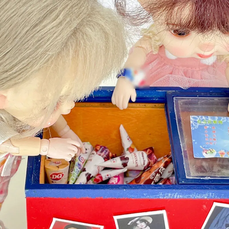 Minyatür Mini dondurma bebekler gıdalar aperatif içecekler bira modeli oyuncak barbarob11 Dollhouse Accessori için süpermarket oyna Pretend