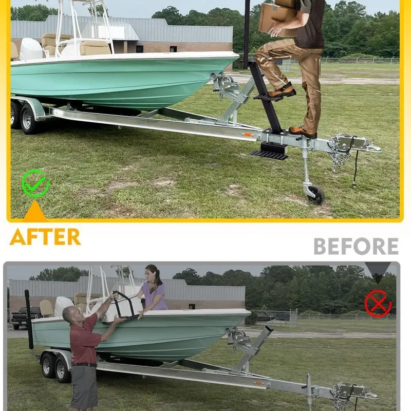 Heavy duty marine trailer ladder, with handle, non-slip surface, universal type, suitable for trailer rear steps