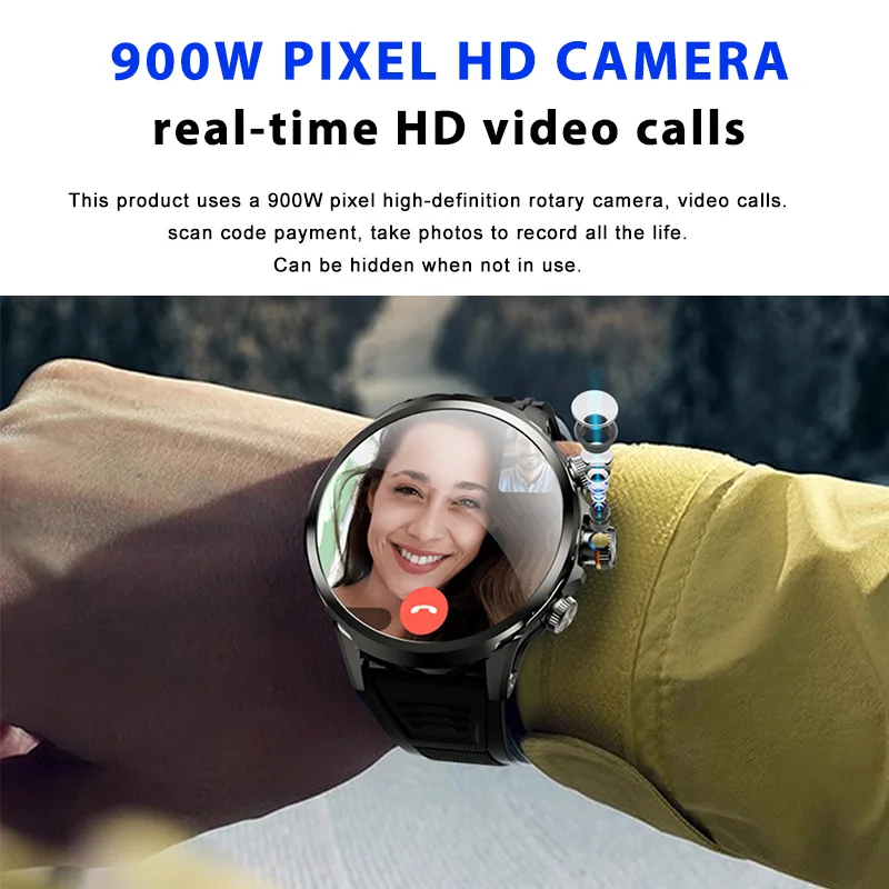 Reloj Inteligente 4G LTE Doble Sistema, Pantalla 1.95" Cámara Lateral 9MP, GPS/WiFi/SIM, 32GB Reproductor Música/Video, Monitor de Ejercicio - Envío Gratis