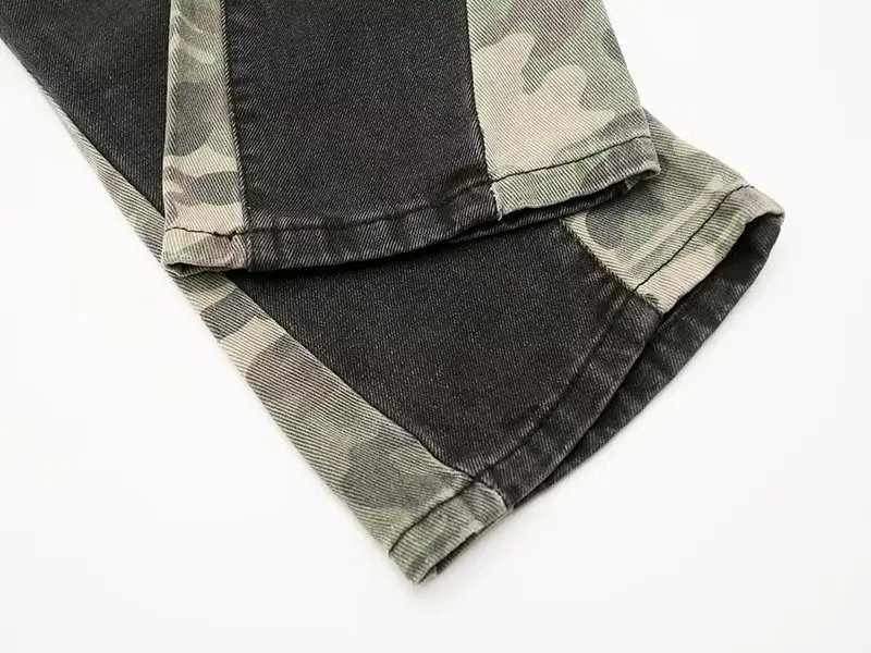 2026 Cooles Design Camouflage Patchwork Gerade Herren-Jeans Y2K Kleidung Hip-Hop Gewaschene Schwarze Lässige Lange Hosen Ropa Hombre – Detail 23