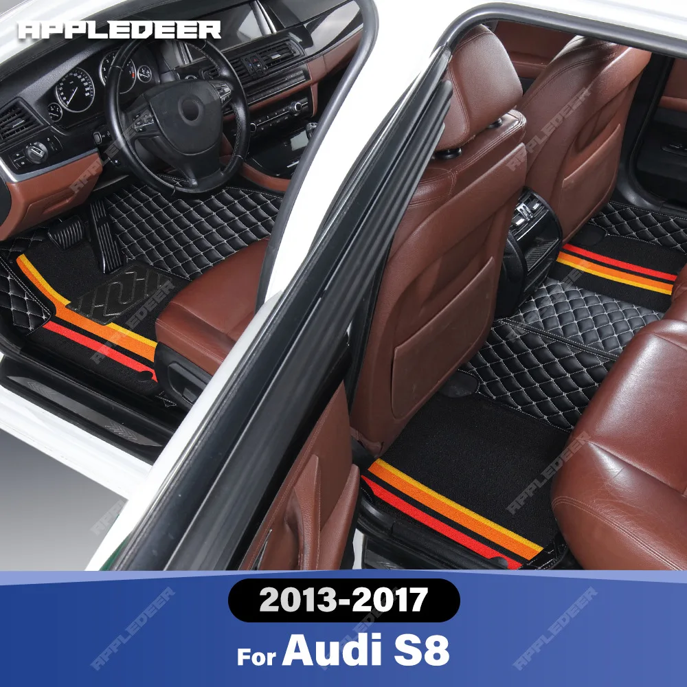 

Для Audi S8 2013-2017 двухслойные автомобильные коврики на заказ, автомобильный ковер, аксессуары для интерьера