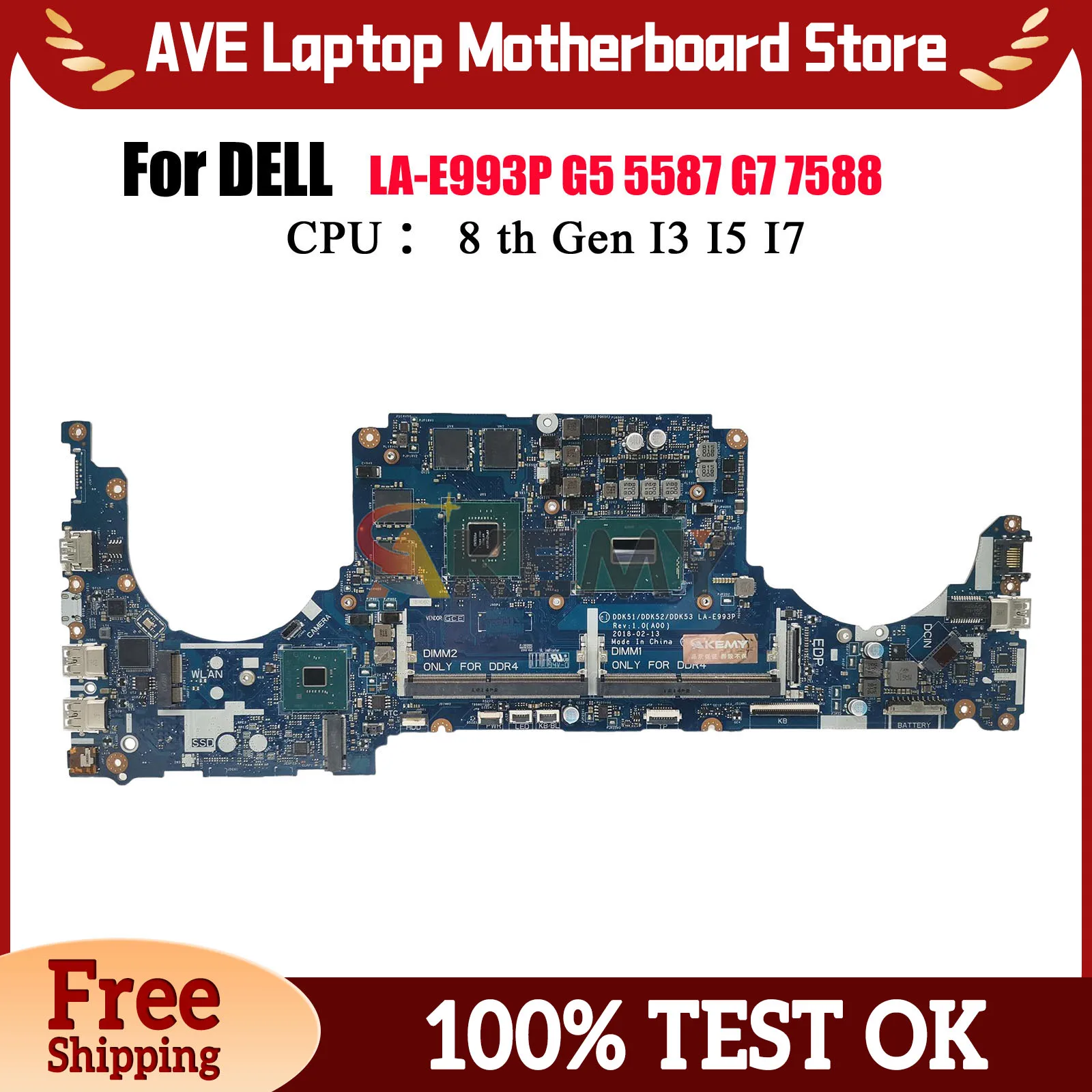 

LA-E993P Материнская плата для ноутбука DELL Inspiron 15 7577 7570 G7 7588 G5 5587 7580, поддержка процессора i5 i7 100% протестировано, ОК