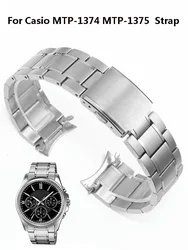 Solid Stainless Steel Watch Strap For Casio MTP-1374 MTP-1375 Series Curved Interface Watchband 22mm for Men Bracelet