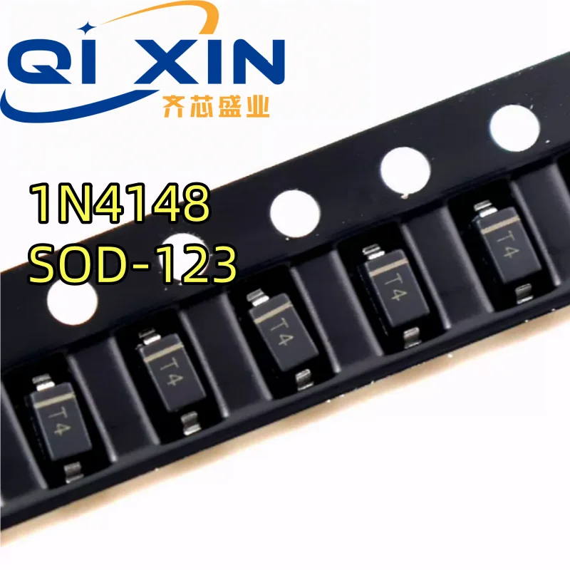 100Pcs 1N4148 SMD Switch Diode SOD‑123 Package 1206 Case Marking T4 Surface Mount Diodes for Electronic Circuit Repair