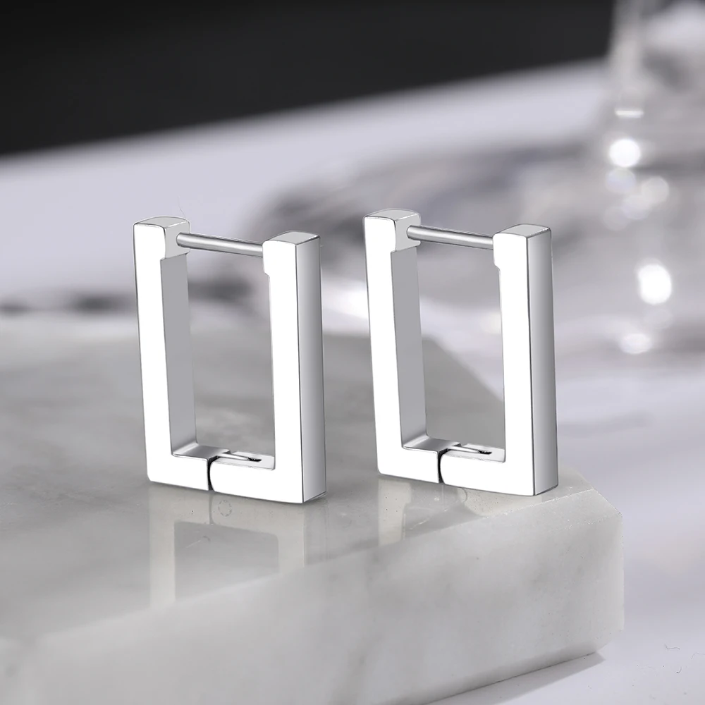 Stainless Steel Earrings 2022 Trend New Geometric Light Luxury Punk Grunge Goth Hoop Earrings For Women Jewelry Party Girl Gifts