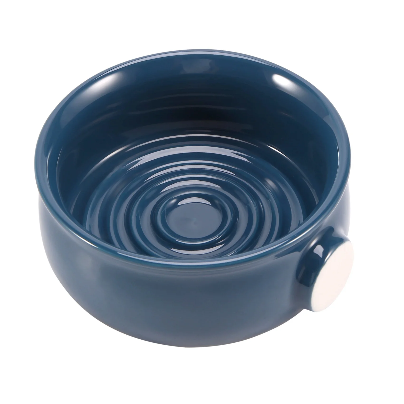 ABKB Mug Cukur Pria Keramik Mangkuk Cangkir Benang Bawah Mulut Lebar untuk Sikat Cukur dan Sabun Cukur Biru Tua