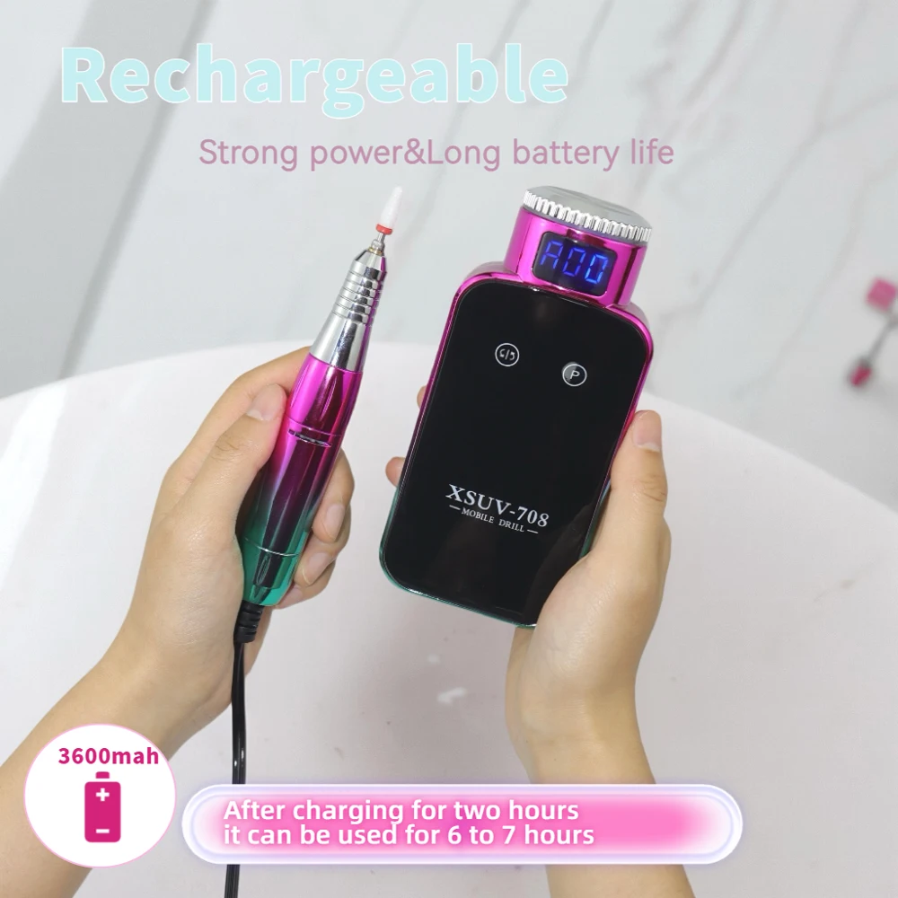 45000 RPM 네일 드릴 머신 충전식 네일 폴리싱 저소음 전기 파일 네일 샌더 매니큐어 네일 살롱 가정용 도구