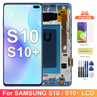 TFT with Frame For Samsung S10 Plus S10+ G975F Lcd Display Digital Touch Screen for Samsung S10 G973F Screen Replacement Parts