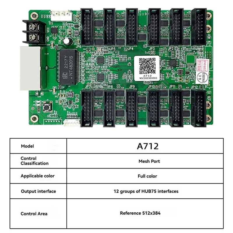 A712 بطاقة الاستقبال وحدة تحكم جدار الفيديو شاشة عرض LED RGB مصفوفة HBU75 بطاقة التحكم وحدة الألوان الكاملة