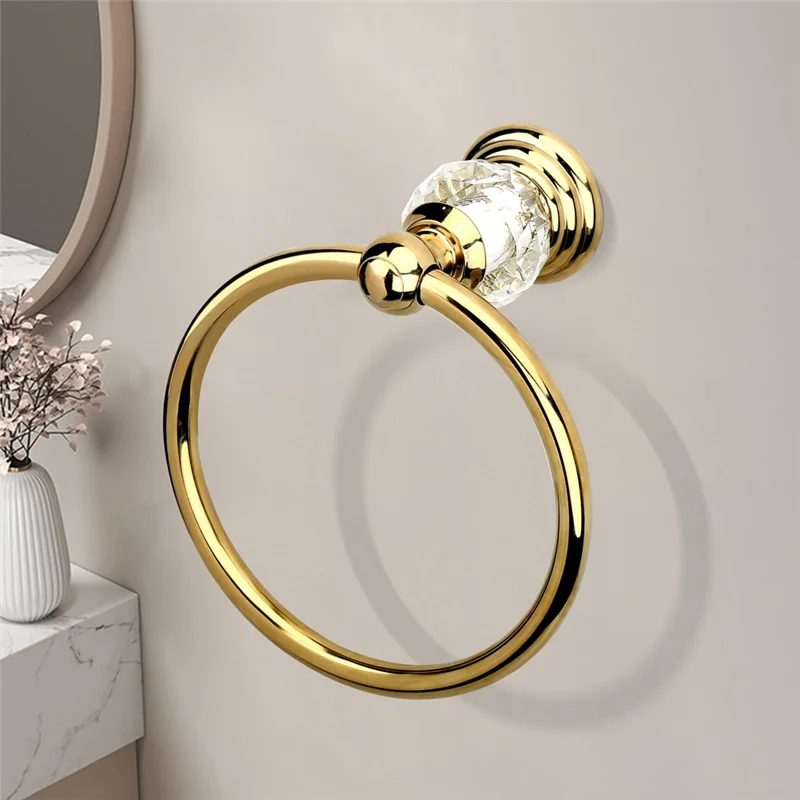 

YLS-Крустальное золотое кольцо для полотенец, золотое кольцо-держатель для полотенец для ванной комнаты, кольцо для полотенец для рук для ванной комнаты, настенный аксессуар для ванной комнаты