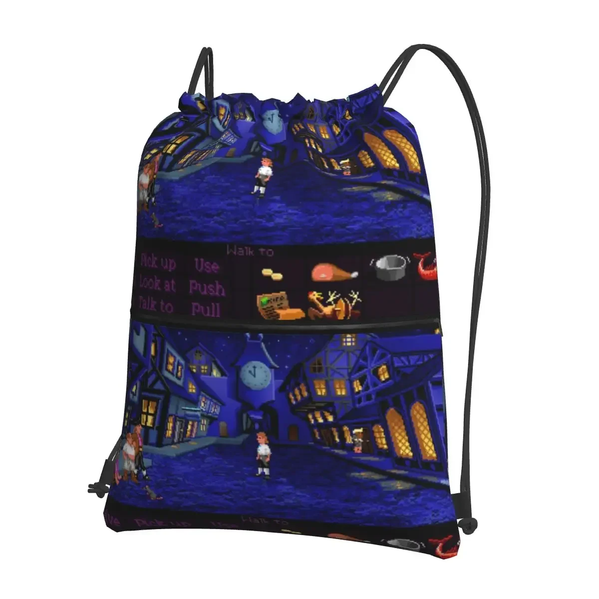 Melee Island Streets (Monkey Island 1) Portable Backpacks Drawstring Bag Drawstring Bundle Pocket Book Bags For School Students