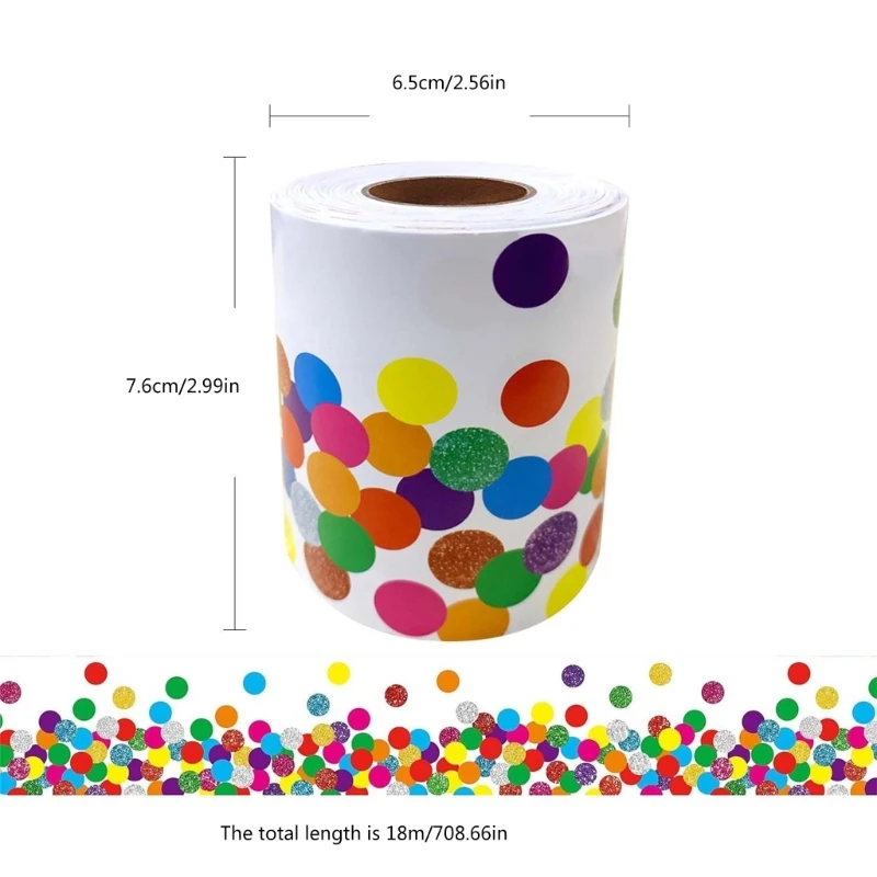 18meters Colorful Dotted Border Trim Bulletin Border Decoration Children Stickers for Classroom Supplies