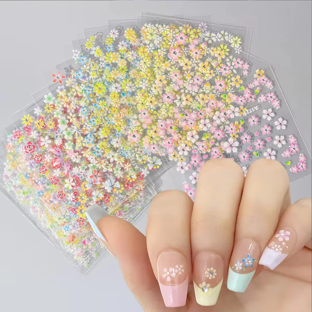 24/30 Stks/set 3d Nail Stickers Halloween/Xmas Zelfklevende Slider Nagel Stickers Bloem Vlinder Pers Op Nagels Mode Nail Stick