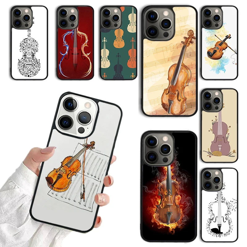 Funda de teléfono con notas musicales, carcasa de violín clásico para iPhone 16, 15, 14, 13, 12 Mini, 11 Pro Max Plus, XS Max, XR