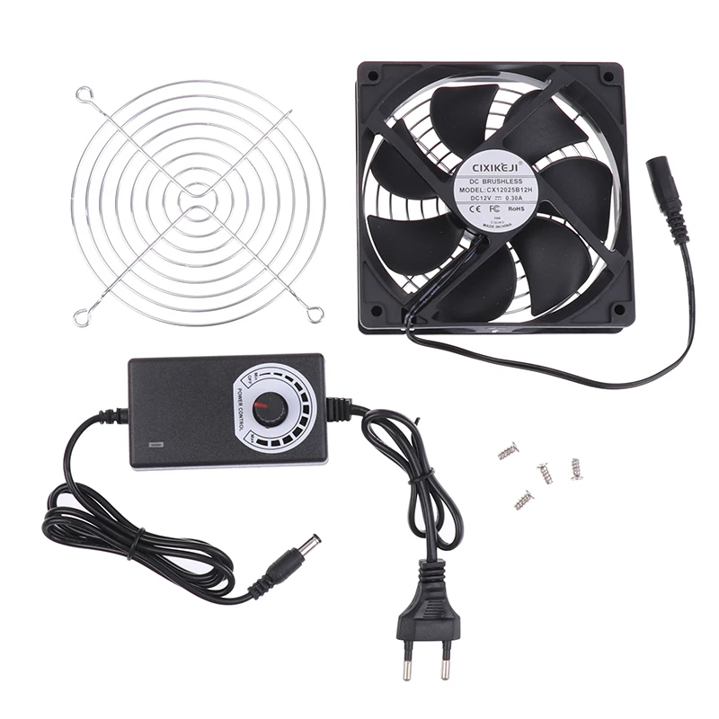 12CM 2700RPM Fan Cooling With Controller + 2 Metal Mesh Covers 12V BTC Machine Chassis Workstation Cabinet Radiator Server Fan