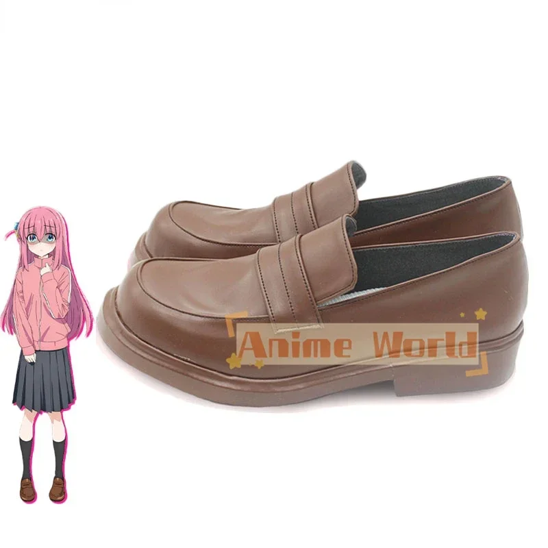 Gotoh Hitori 코스프레 신발 애니메이션 Bocchi The Rock 코스프레 소품 PU 가죽 신발 할로윈 카니발 부츠 맞춤 제작