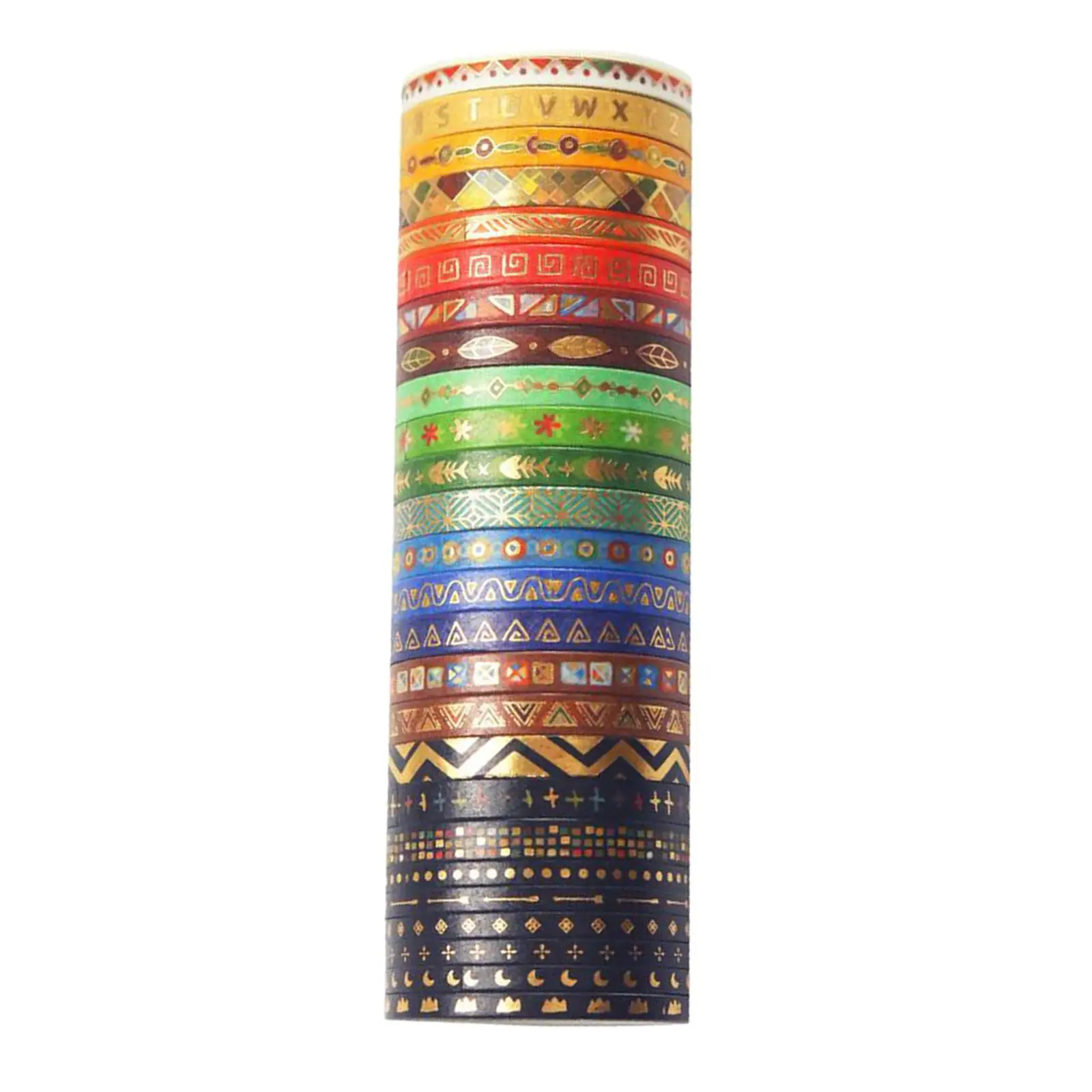 Natural Fiber Paper Tape Set with Gold Foil Patterns for Scrapbooking Crafts DIY Art Projects Decorative Adhesive Tape