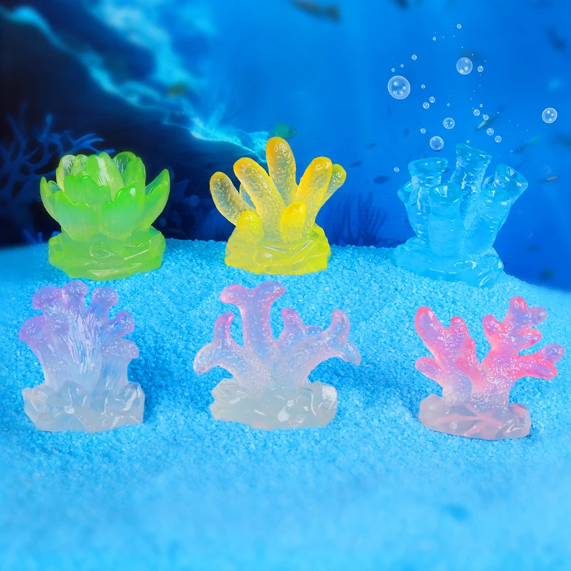 Mini Luminous Marine Life Ornament Coral Shell Conch Starfish Figurine Micro Landscape Fish Tank Aquarium Decoration