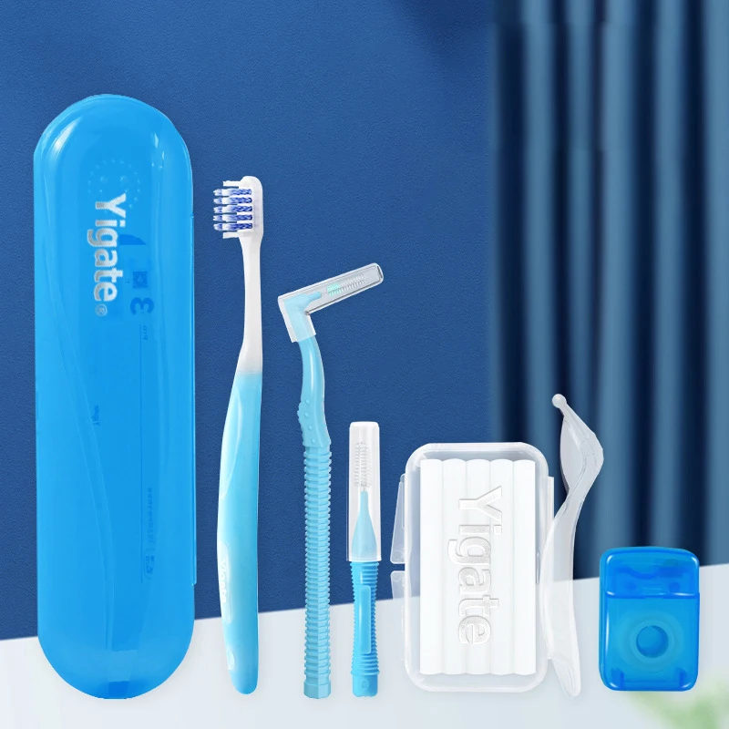 Conjunto ortodôntico cintas escova de dentes ortodôntica banda dental escova interdental 10m fio proteção cera conjunto caixa cuidados