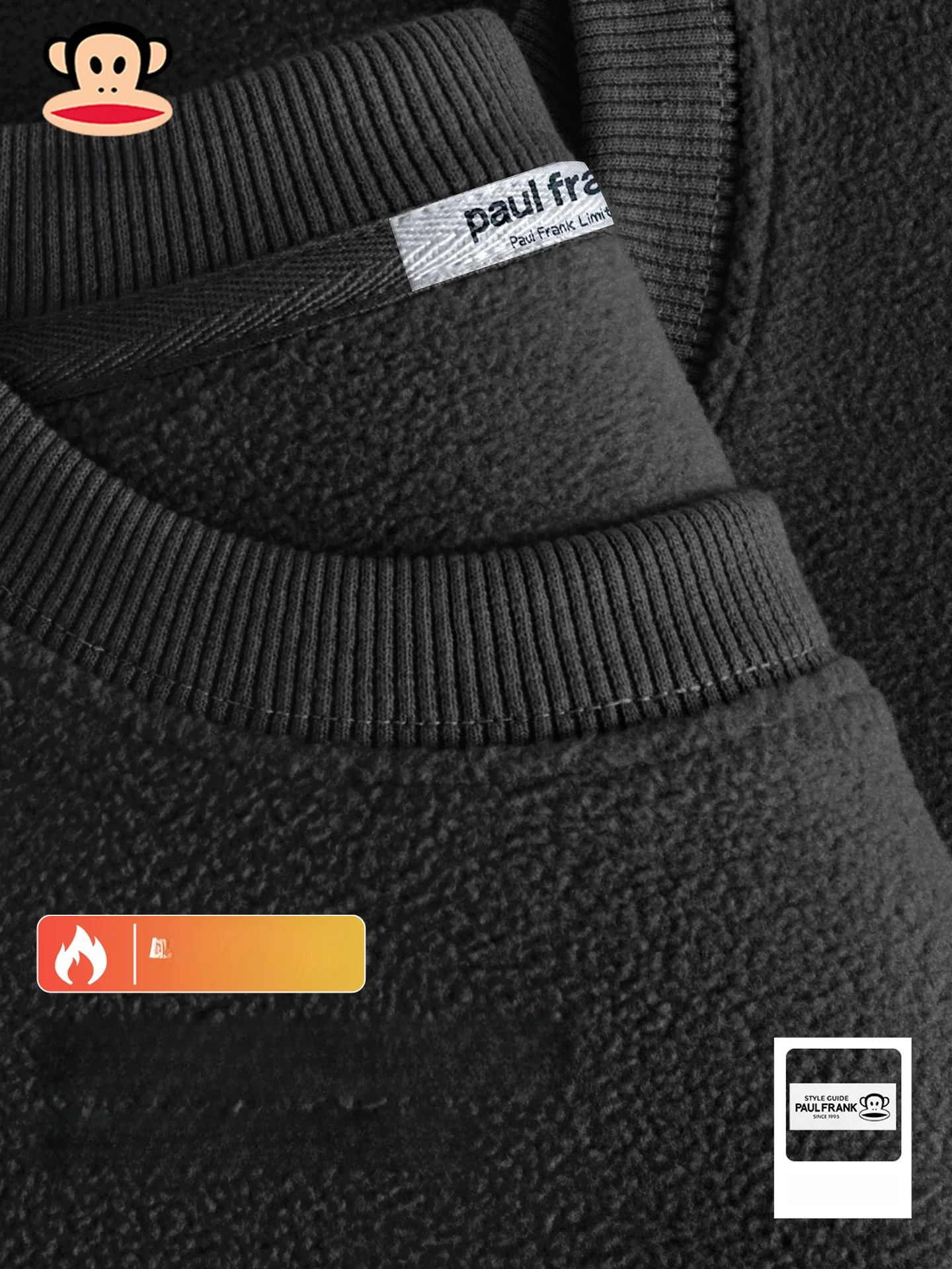 

Double-Sided Fce Sweatirt Men's round Ne Long Sve Warm Soft High-End Feeling Big Mouth Monkey Design