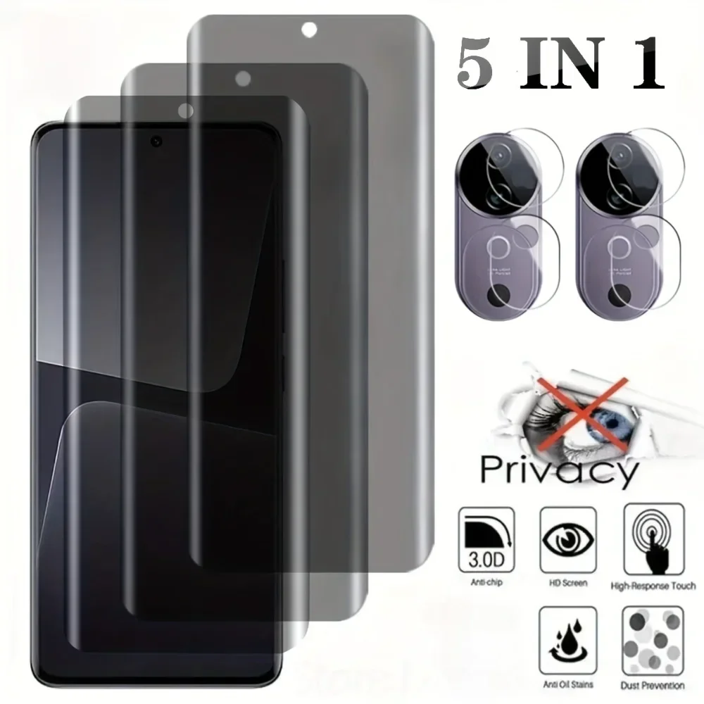 

5in1 3Pcs Privacy Protection Glass Screen Protector+2Pcs Lens Screen Protector for Vivo Y300 Pro Y300 Pro+ Y200t Y200 Plus Film
