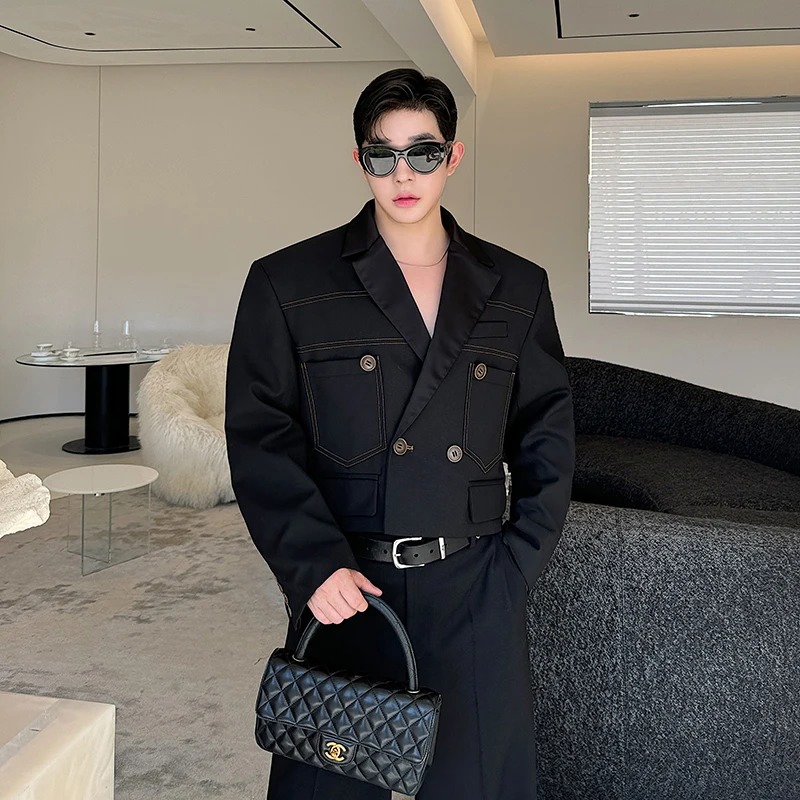 

Casual Contrast Color Stitching ort Men's Suit Jaet Spring Autumn High End Feeling Trendy Brand Haome Leisure...