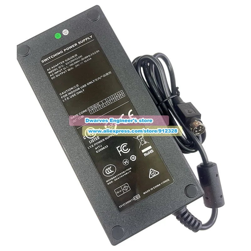 EA12501Q-240 AC/DC Adapter 24V 10.41A 249.84W for EDAC Power Supply 4-pin/5.5x2.5mm