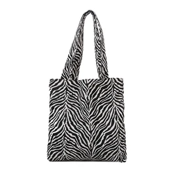 NEW-Fashion Large-Capacity Zebra Canvas Handbags Ladies Shoulder Bags Shopping Handbags Leisure Travel Underarm Bags