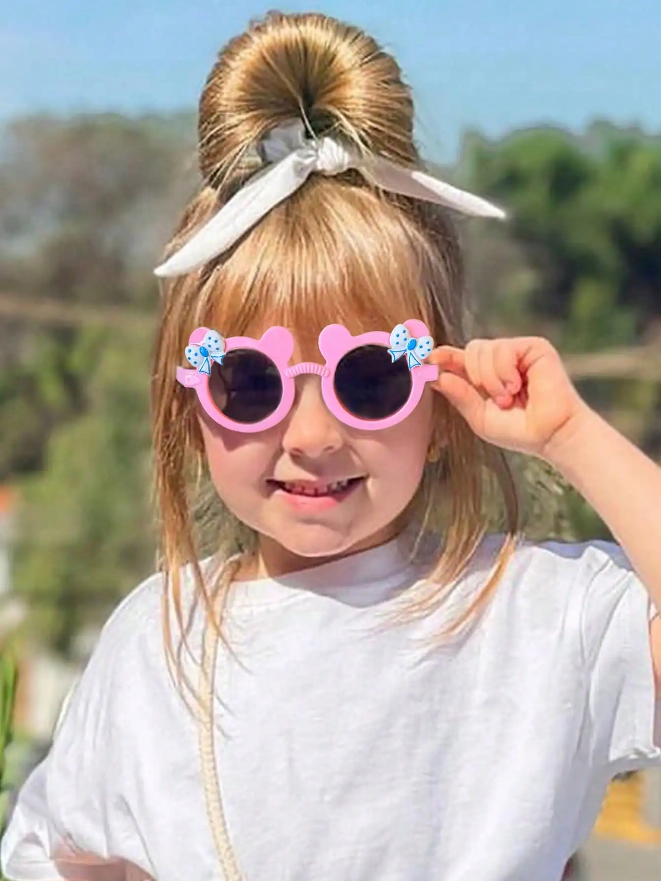 3/6 Stücke 2026 Jungen Mädchen Nette Neueste Doppel Farben Bär Form Kinder Kinder Baby Bär Ohr Herz Mode Gläser Katze Ohr Brillen – Detail 2