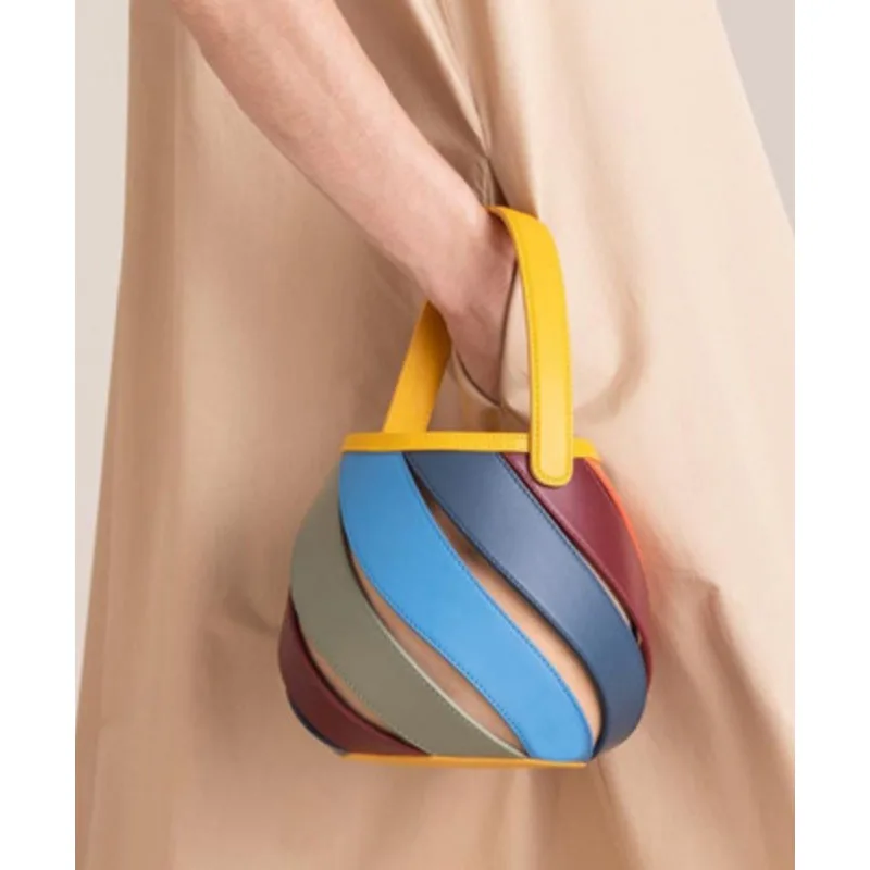 Bolso de estilo empalmado para mujer, bandolera cilíndrica de alta calidad, versátil, de lujo