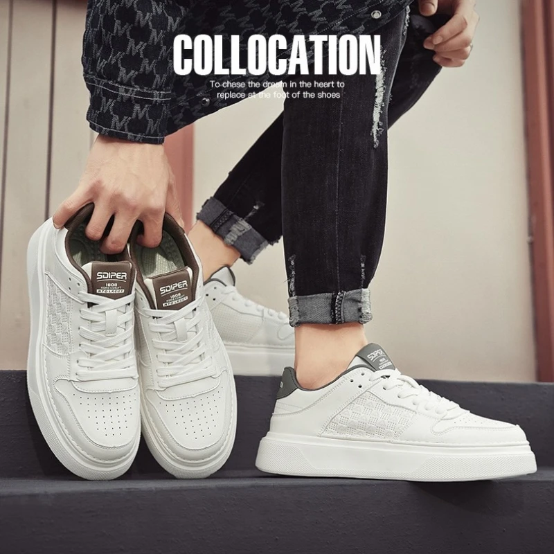 

Men's Board Shoes High-quality All-weather Flat Heel Low-top Round Toe Lace-up New Style Vulcanized Versatile Sports Shoes