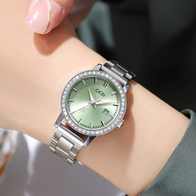 Light luxury stainless steel women's watch calendar waterproof high-end watch ladies quartz watch