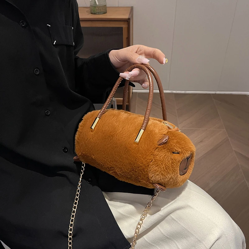 Cartoon Fashion Personal Kawaii Capybara Crossbody Bag Funny Cute Capybara Plush Backpack Large Capacity Versatile Tote Bag