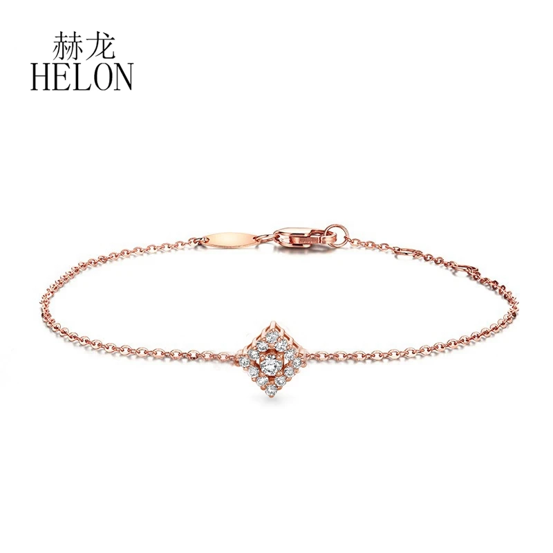

HELON Solid 18K AU750 Rose Gold H/SI Natural Diamonds Bracelet for Women Trendy Simple Fine Jewelry