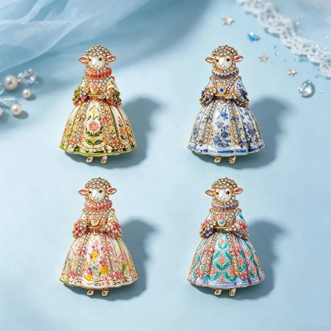Barocke Luxus-Broschen mit Schafmotiv für Männer und Frauen, Schmuck, Modeaccessoires und Überraschungsgeschenke für Paare – Detail 3