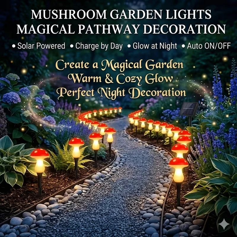 8 Mushroom/set LED Solar String Lights Waterproof 8modes Courtyard Pathway Stake Light Decor for Outdoor Garden Street Lawn Lamp