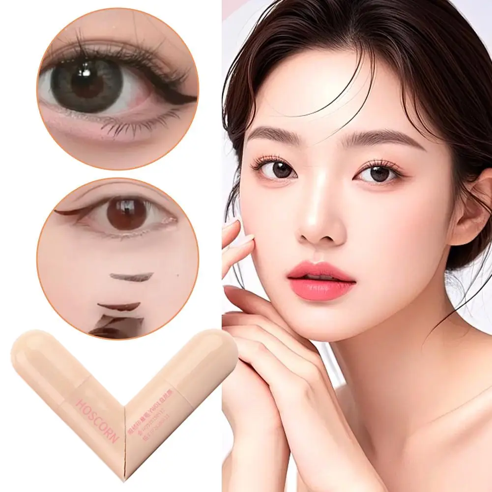 Obrotowy Stempel do Eyelinerów Zintegrowany Czarno-Brązowy Dwustronny DIY Szablon do Eyelinerów Wodoodporny Odporny na Rozmazywanie Długotrwały Płynny Pisak